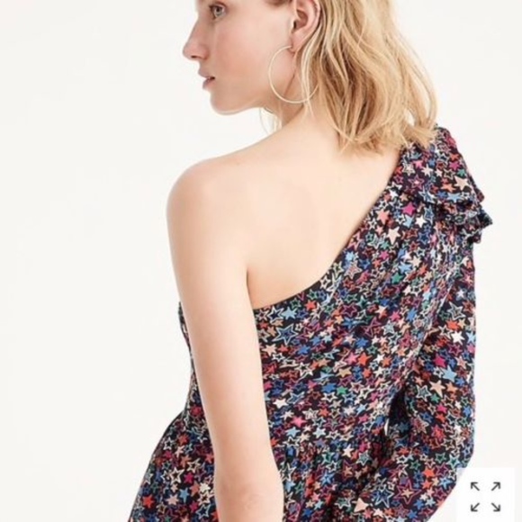 J.Crew Black Kaleidoscope Star One Shoulder Dress - Picture 2 of 8